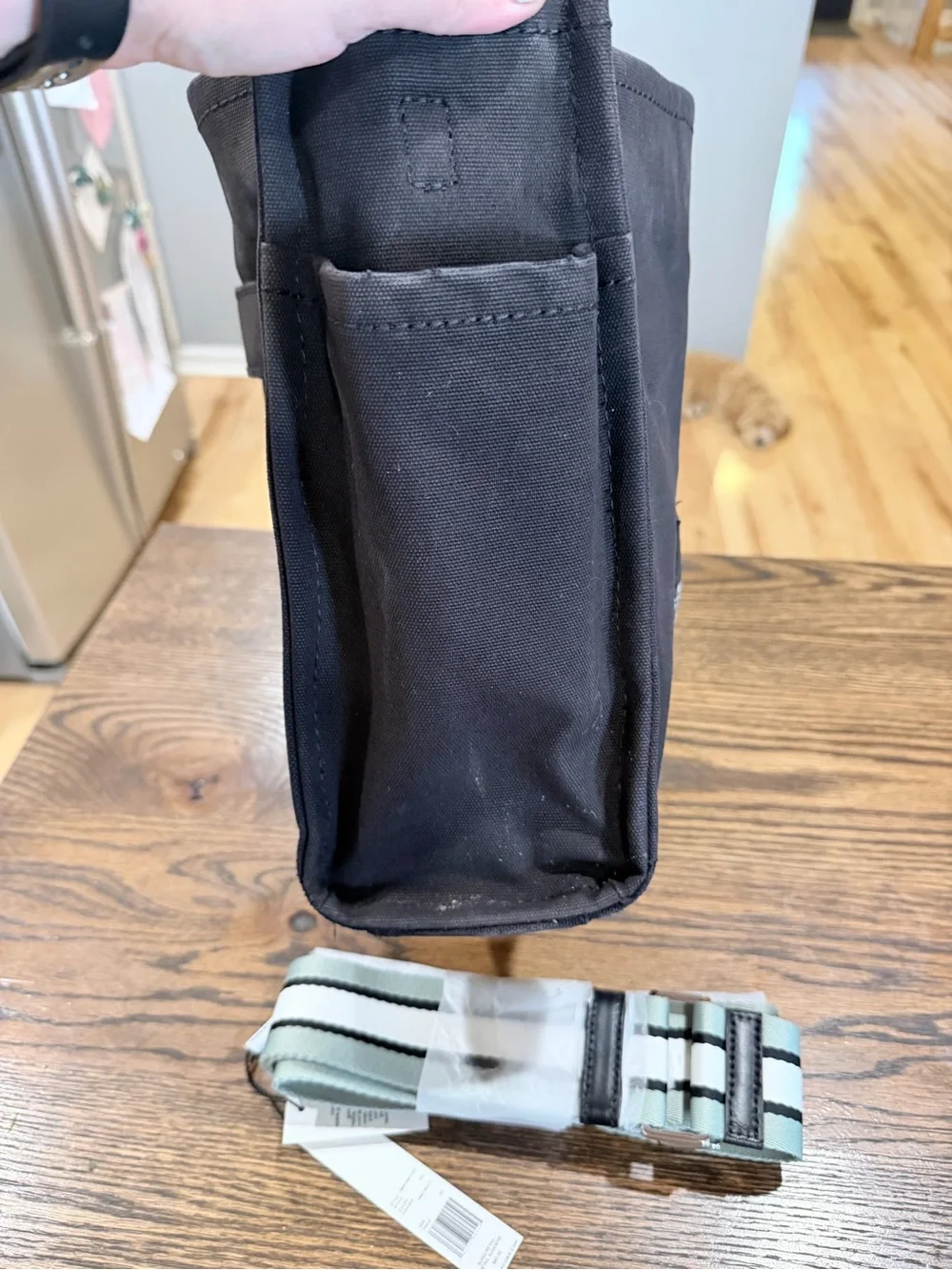 Marc Jacobs Black 'The Book Bag' with NWT Striped Strap
